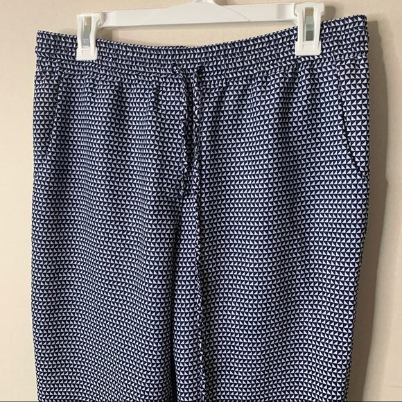 JCrew Factory Drapey Drawstring Pull On Pants Blue Patterned - Picture 2 of 6